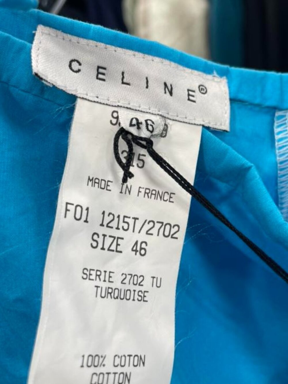 NWT CELINE Ombré Maxi Skirt Turquoise White Cotton FR 46 - Picture 9 of 9